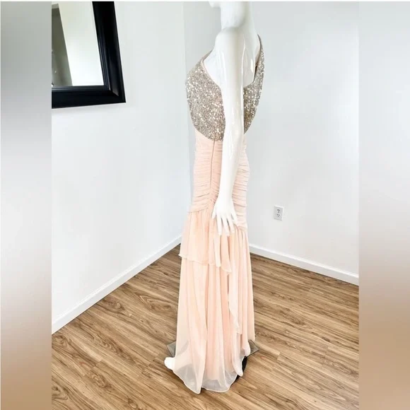 New Ramy Brook Cecilia Sequence Draped Gown
